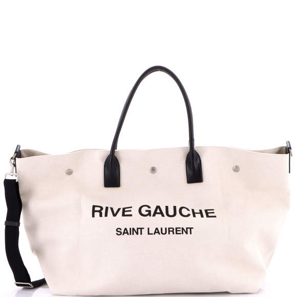 Saint Laurent Maxi Rive Gauche Shopper Tote Canvas - Picture 1 of 5